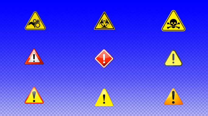 黄牌警告警示安全标识标牌元素AE模板