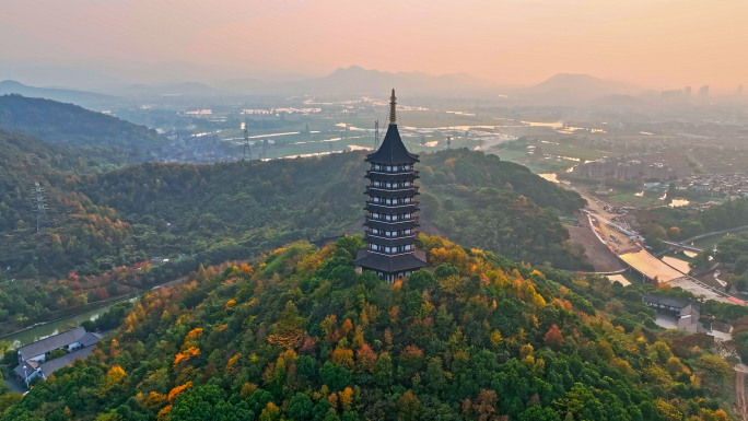 绍兴永和塔全景风貌  航拍