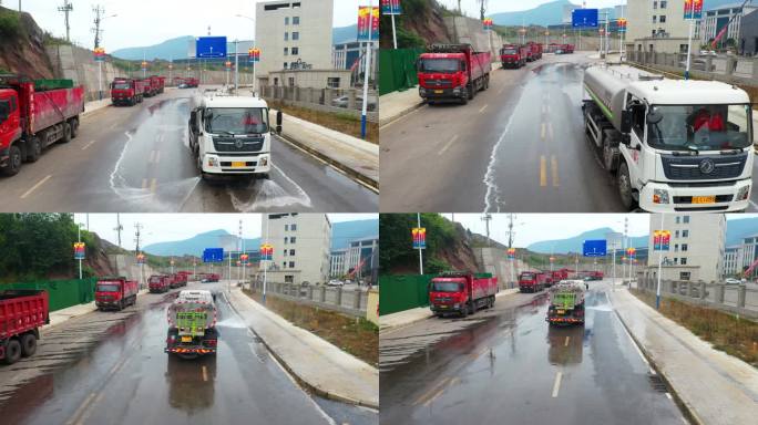 环卫洒水车冲洗道路