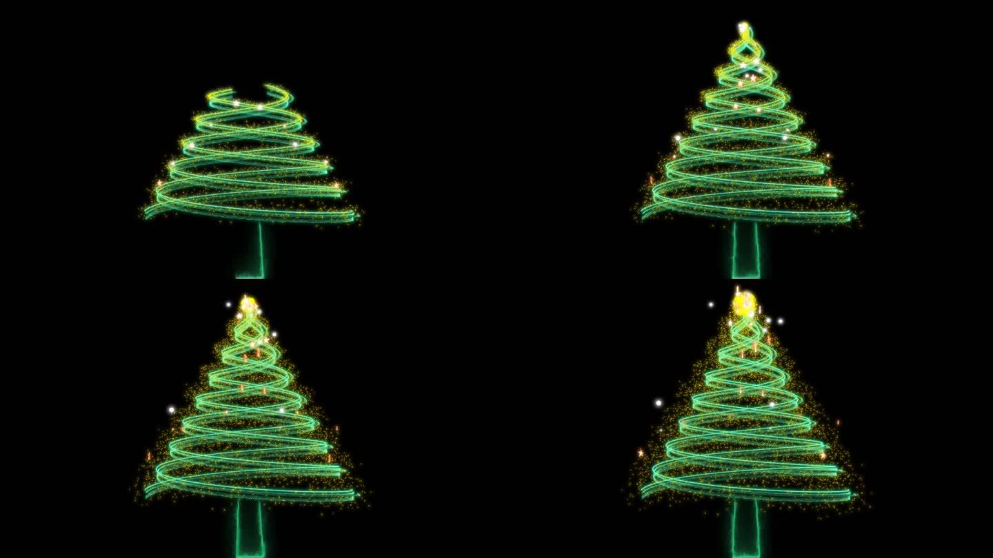 粒子圣诞树，圣诞节透明素材。