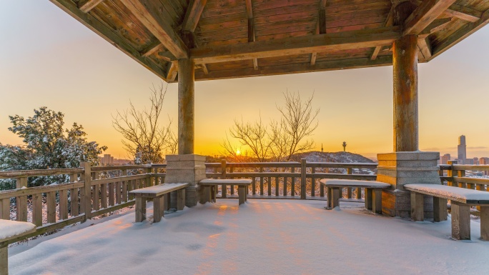 8K 雪景 雪 日落