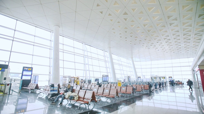 机场候机厅商务出行交通机场内空镜旅行飞机
