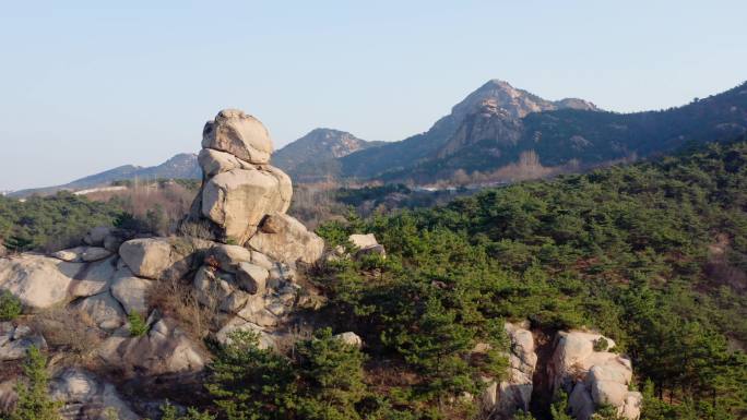 青岛大珠山石门寺景区航拍