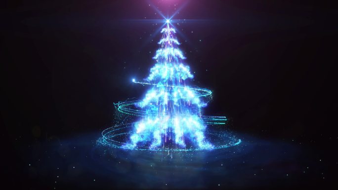 【4K】圣诞树蓝色粒子环绕