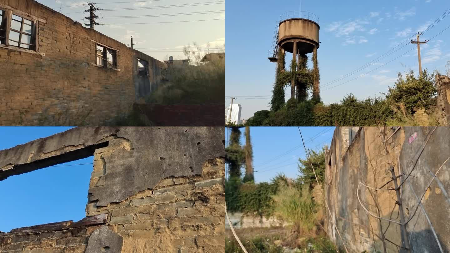 废旧的城墙 荒废的工厂遗址 破败的工厂