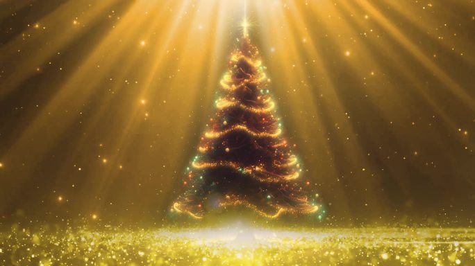 金光闪闪圣诞树背景视频