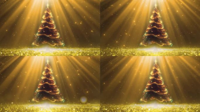 金光闪闪圣诞树背景视频