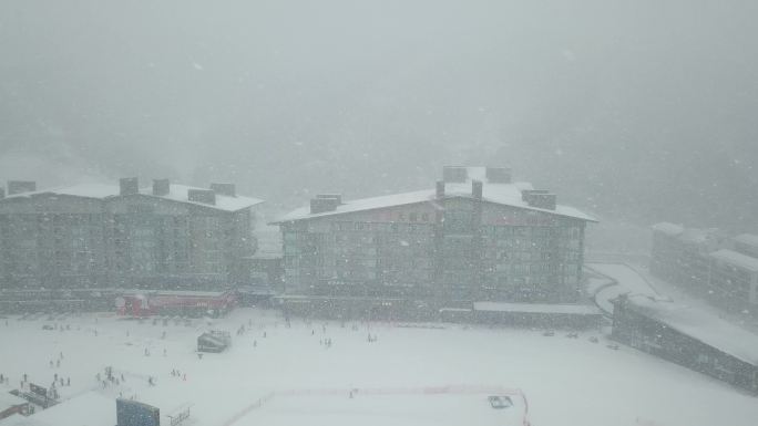 航拍冬奥新城崇礼滑雪场