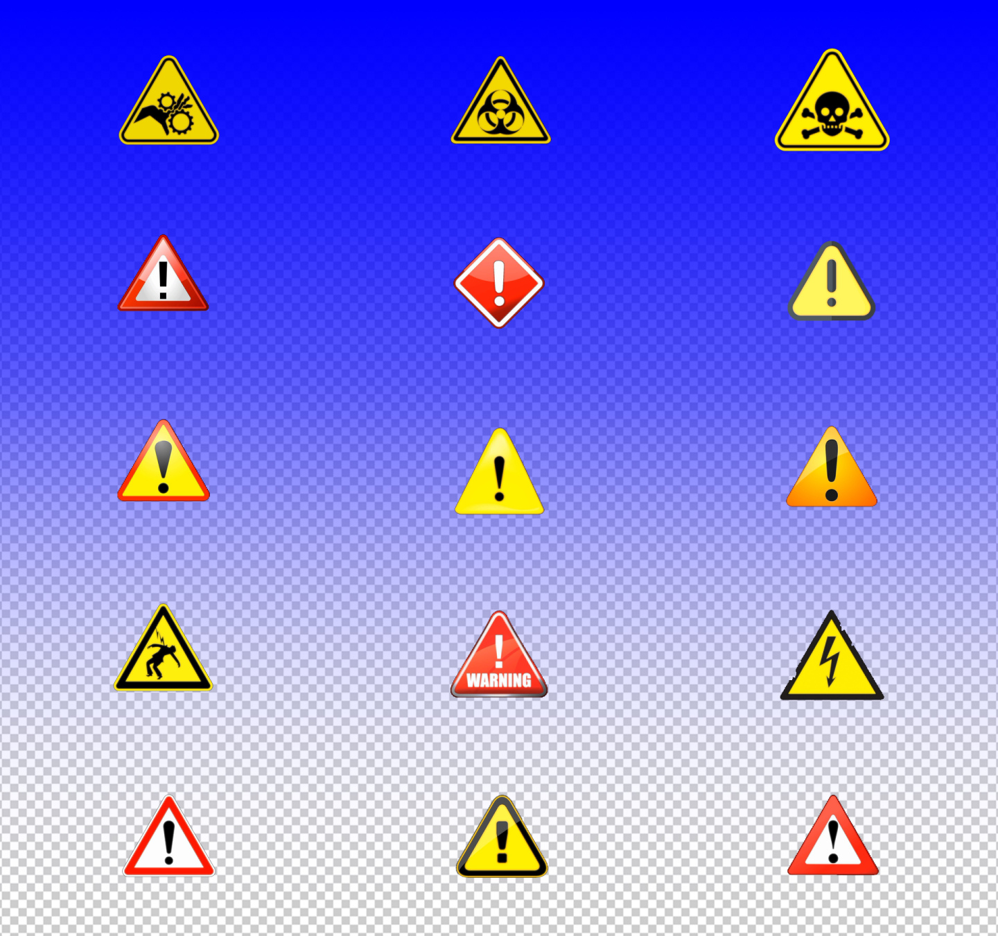 黄牌警告警示安全标识标牌元素&带透明通道