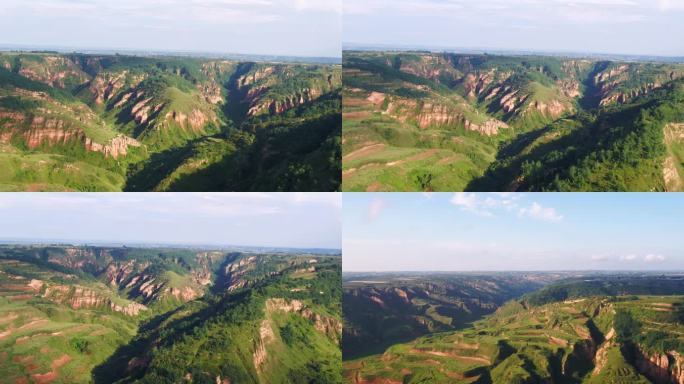 黄土高原沟壑地貌航拍