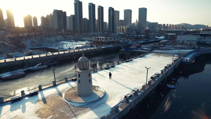 大连雪景航拍