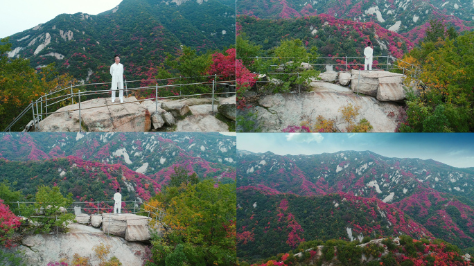 红色山脉 高山远望 登顶山峰 大美河山