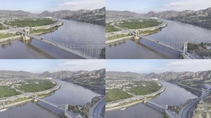 甘肃兰州皋兰县中国农民第一桥4K航拍