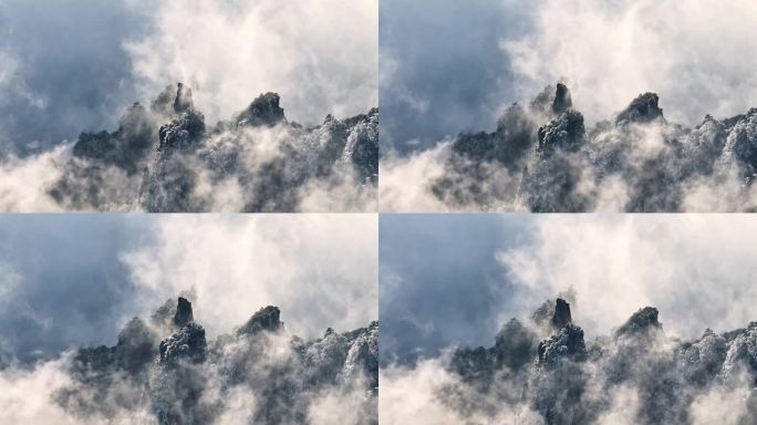 安徽黄山冬季雾凇云海日出奇观旅游宣传长焦