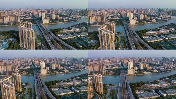 广州珠江大桥航拍延时