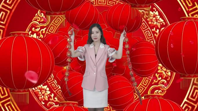 主持人美女迎新年祝福吉祥