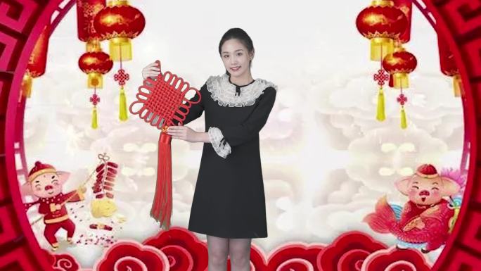 主持人美女迎新年祝福吉祥