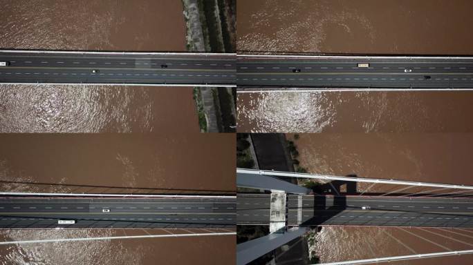 长江大桥俯视航拍 跨江公路大桥航拍