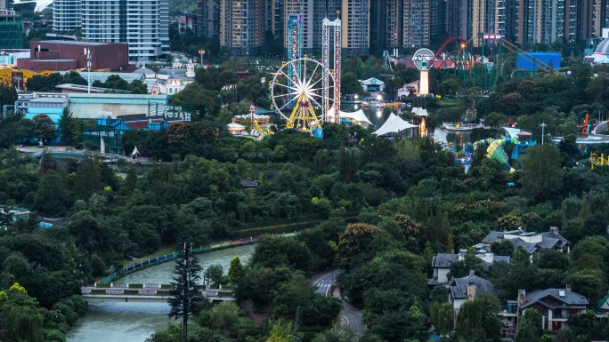 成都欢乐谷摩天轮夜景延时