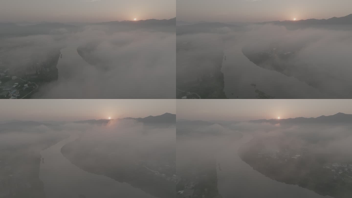 晨雾中俯瞰梅江4K航拍(log未调色)