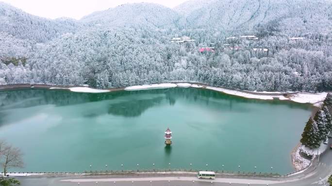 江西九江庐山风景区航拍雪景风光