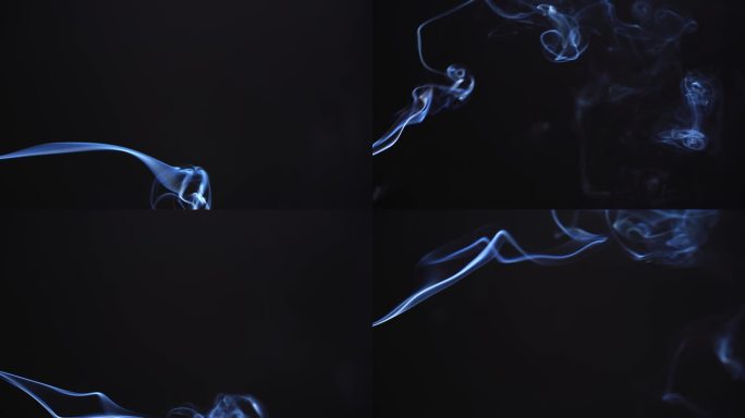 4K线香燃烧烟雾素材实拍梦幻粒子烟雾背景