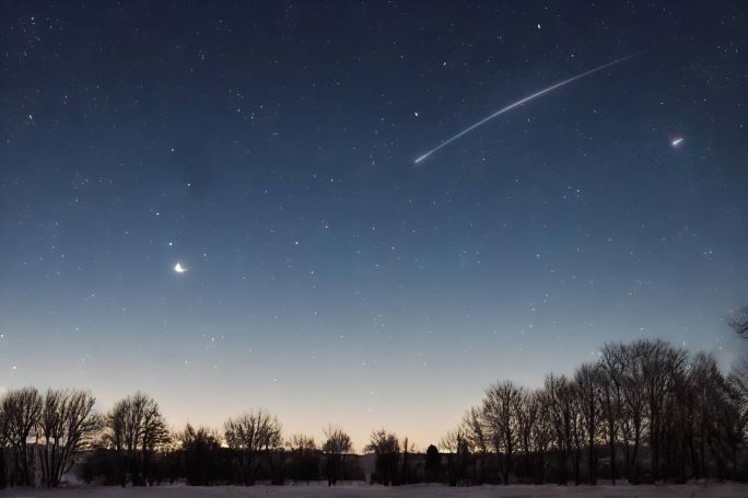 深蓝夜空流星