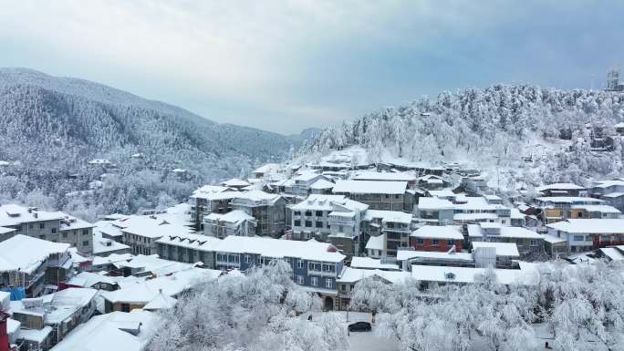 江西九江庐山风景区航拍雪景风光