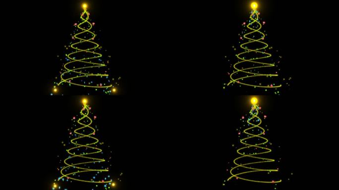 光点上下移动的粒子圣诞树