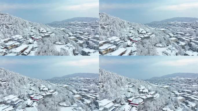 江西九江庐山风景区航拍雪景风光