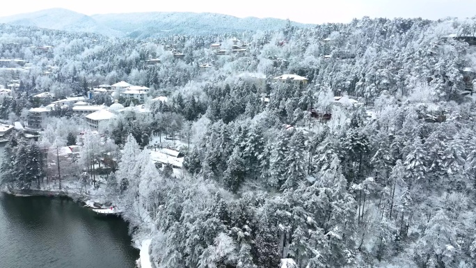 江西九江庐山风景区航拍雪景风光