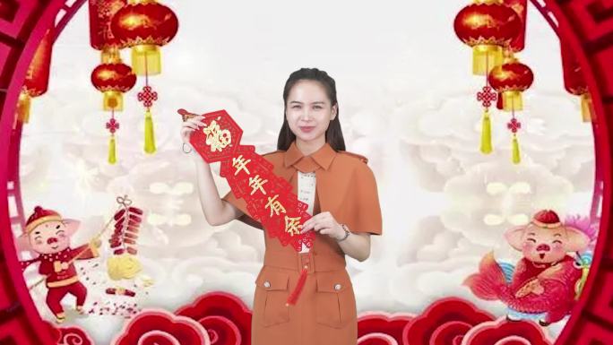 主持人美女迎新年祝福吉祥