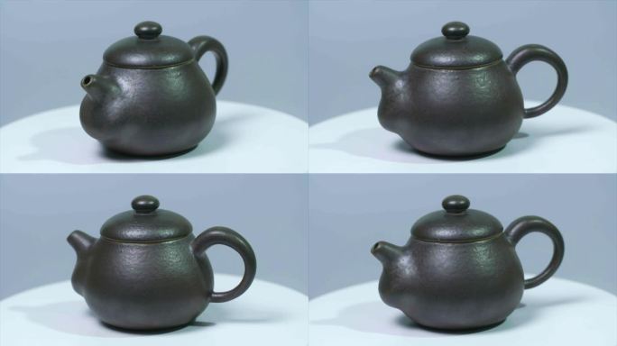 一把铁黑釉色的柴烧陶瓷茶壶