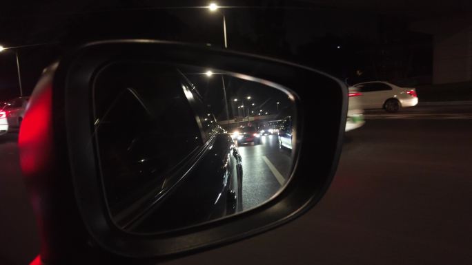 【4K】晚高峰车辆后视镜视角