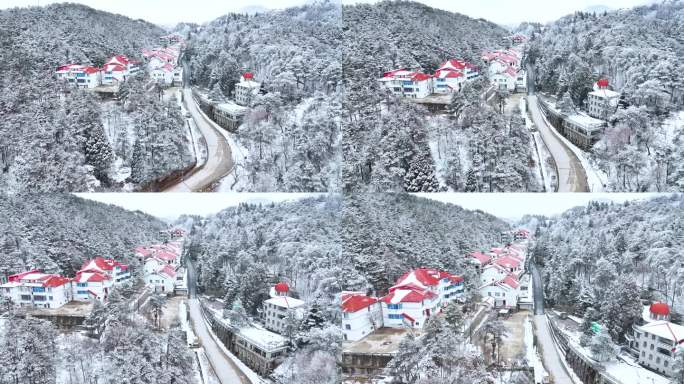 江西九江庐山风景区航拍雪景风光