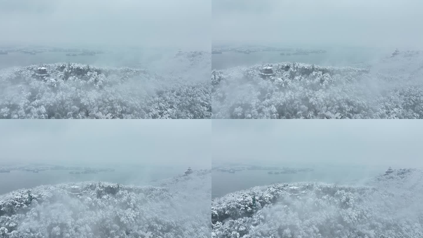 武汉东湖磨山樱风景区航拍雪景风光