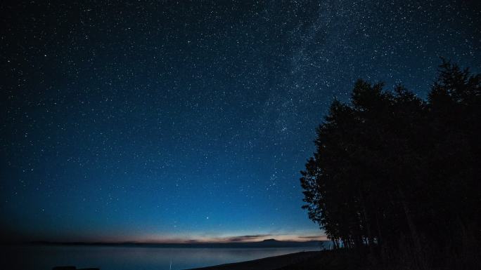 湖泊森林星空 湖景星空 星空银河延时