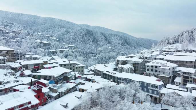 江西九江庐山风景区航拍雪景风光