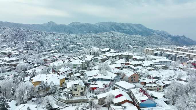 江西九江庐山风景区航拍雪景风光