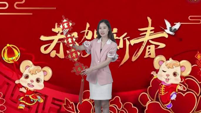 主持人美女迎新年祝福吉祥