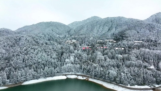 江西九江庐山风景区航拍雪景风光