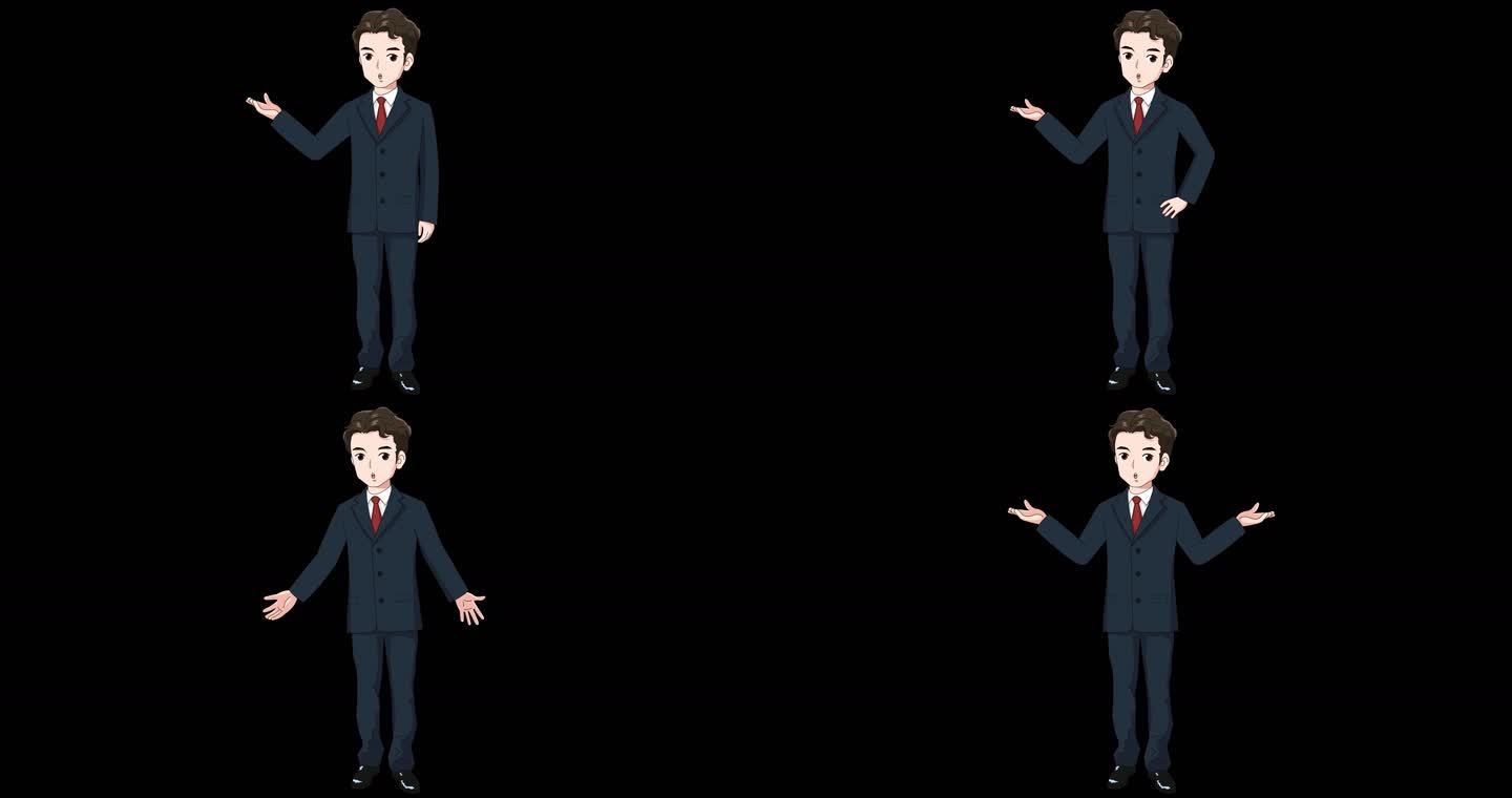 4K原创卡通男主持人说话可切半身