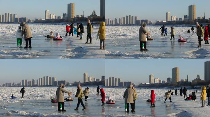冰冻的江面溜冰游戏