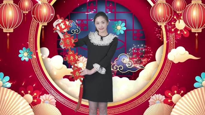 主持人美女迎新年祝福吉祥