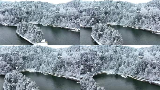 江西九江庐山风景区航拍雪景风光