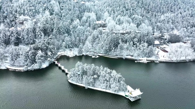 江西九江庐山风景区航拍雪景风光