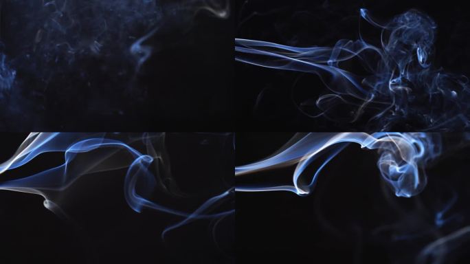 线香燃烧烟雾素材实拍梦幻粒子烟雾背景