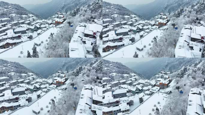 江西九江庐山风景区航拍雪景风光