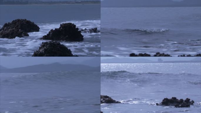 大海巨浪拍打岩石 合集