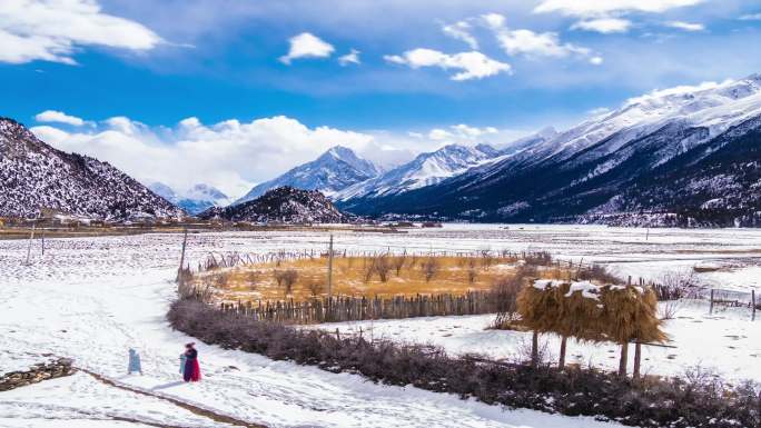 西藏318国道然乌湖雪山延时